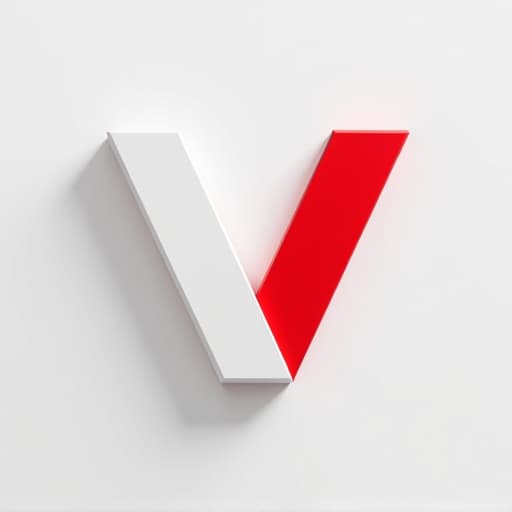  a minimalistic 3d vector symbol 'v' logo in white and red colors, design should be clean and simple, utilizing geometric shapes to convey a modern aesthetic, versatile and easily recognizable, simple and modern icon hyperrealistic, full body, detailed clothing, highly detailed, cinematic lighting, stunningly beautiful, intricate, sharp focus, f/1. 8, 85mm, (centered image composition), (professionally color graded), ((bright soft diffused light)), volumetric fog, trending on instagram, trending on tumblr, HDR 4K, 8K