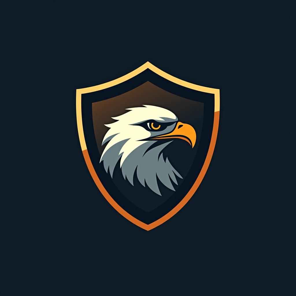  design a logo, create an emblem logo using an eagle’s eye and a shield, emphasizing the company’s focus on vigilance and protection.