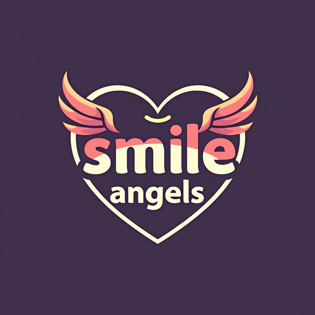  design a logo, in a threedrender style. 水彩スタイル、美しいロゴ、白背景、かっこいい。, with the text 'smile angels'.