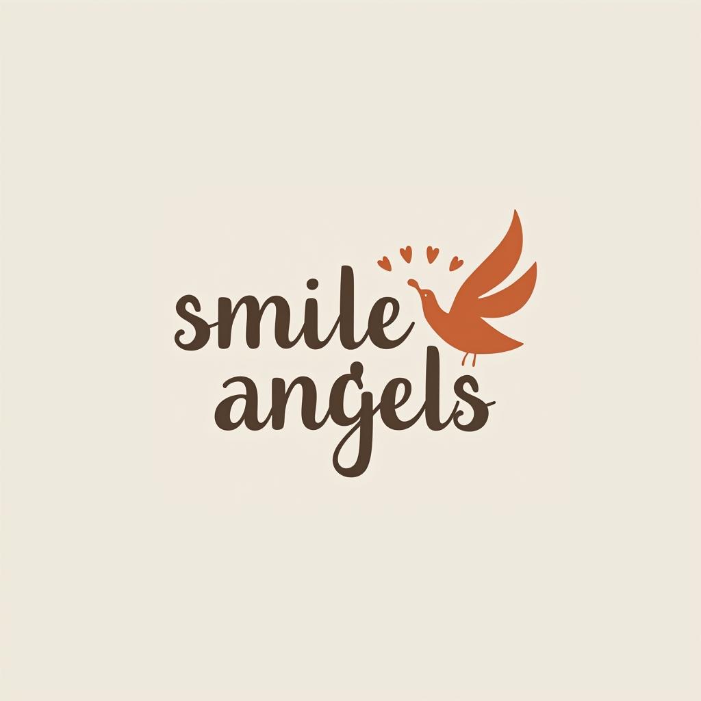  design a logo, in a abstract style. 水彩スタイル、ロゴ、海、青緑色、、白背景。, with the text 'smile angels'.