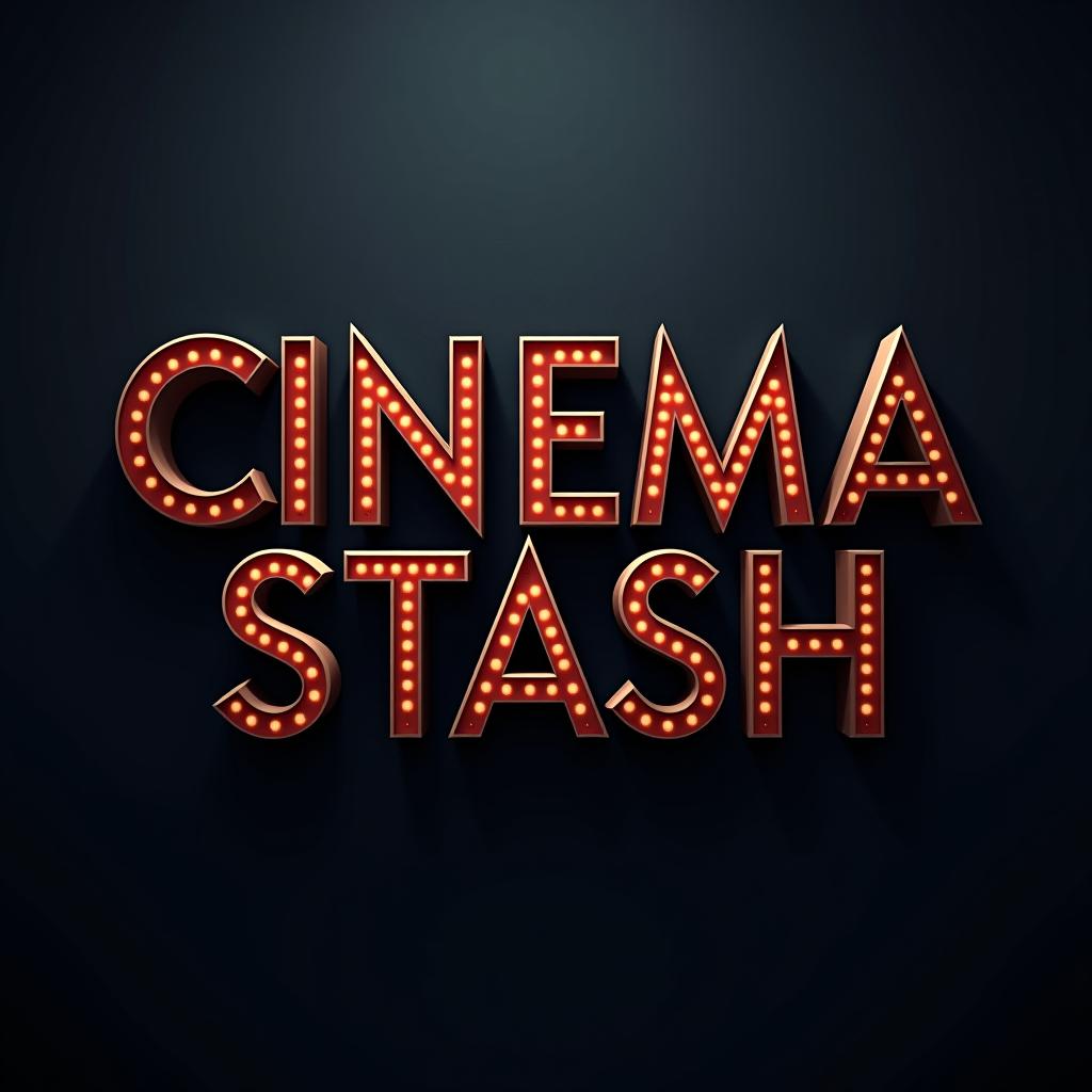  a movie poster logo of word "cinema stash", dark theme