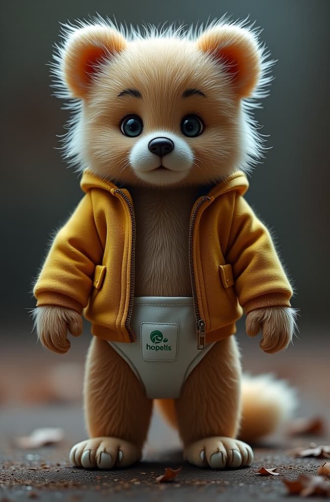  furry with pampers hyperrealistic, full body, detailed clothing, highly detailed, cinematic lighting, stunningly beautiful, intricate, sharp focus, f/1. 8, 85mm, (centered image composition), (professionally color graded), ((bright soft diffused light)), volumetric fog, trending on instagram, trending on tumblr, HDR 4K, 8K