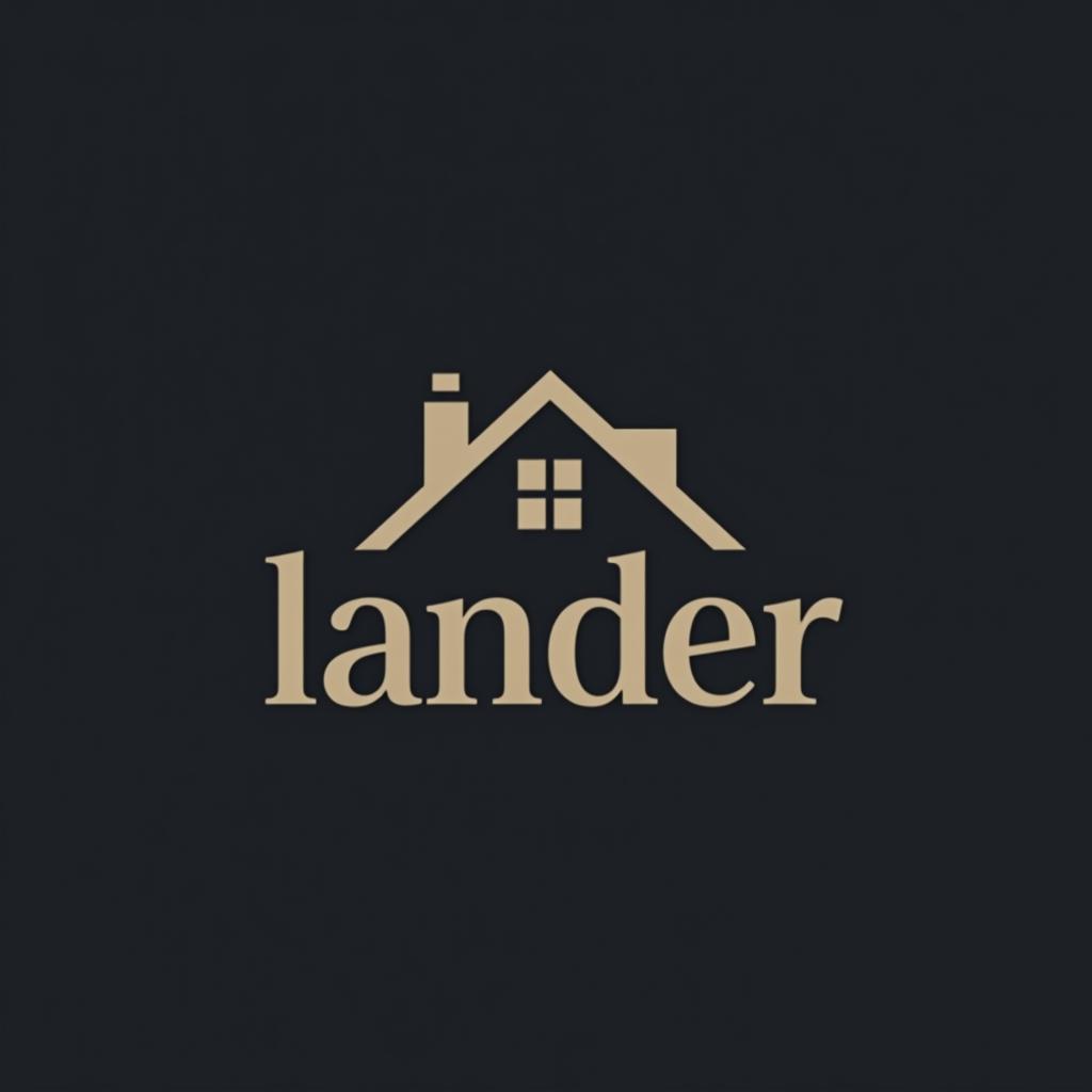  design a logo, logo minimaliste sur le thème de l'immobilier, avec le texte ‘lander’