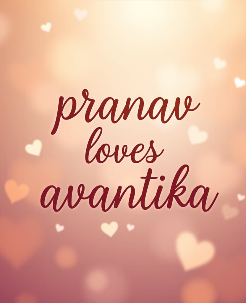  design an elegant, romantic image with the text 'pranav loves avantika' prominently displayed. the background should be soft and dreamy, perhaps featuring pastel colors, subtle hearts, or a gentle floral pattern. the text should be written in a stylish, cursive font with a warm color scheme that complements the background. the overall feel should be affectionate and heartfelt