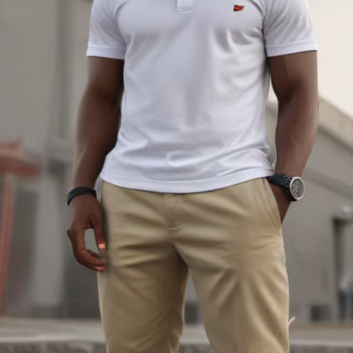 mdjrny-v4 style Hyperdetailed and photorealistic of an african-americans in khaki trousers and white t-shirt in Lagos, Nigeria. They should wear shirts, not suits. Make use of Canon EF 16-35mm f/2.8L Ill USM lens on a Canon EOS 5D Mark IV camera. Ensure the image is hyperrealistic, ultra-detailed, shot in 8k. Make use of professional color grading v5 -