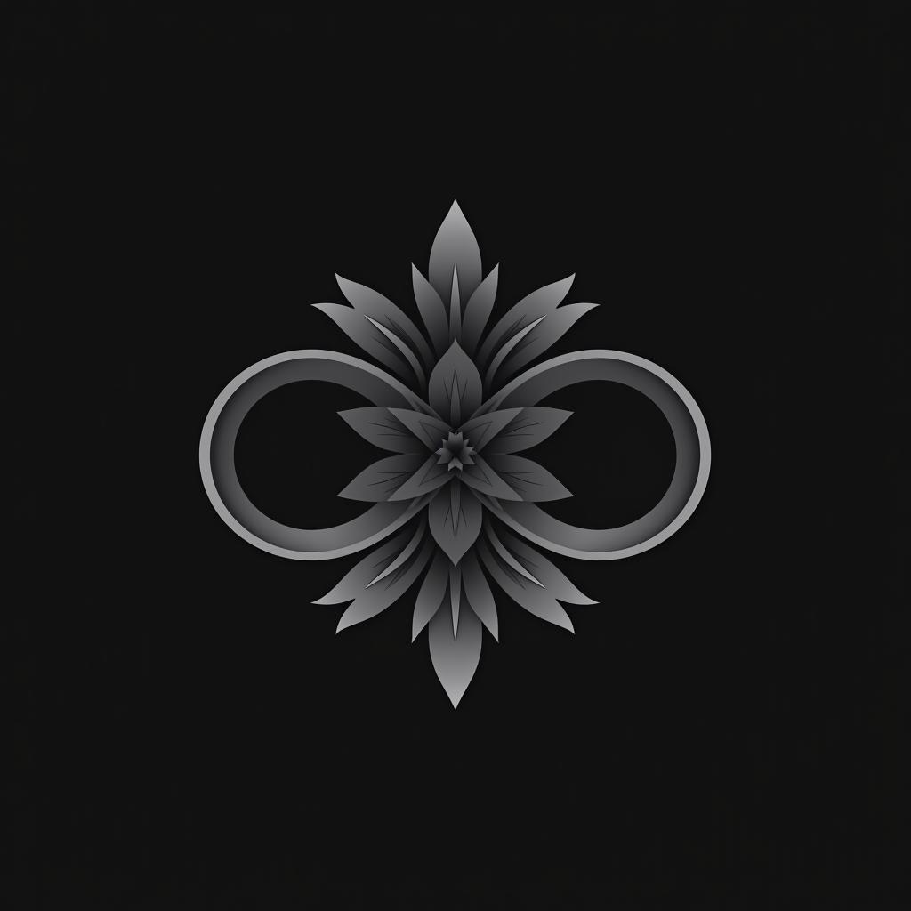  design a logo, black infinite loop grey flowers