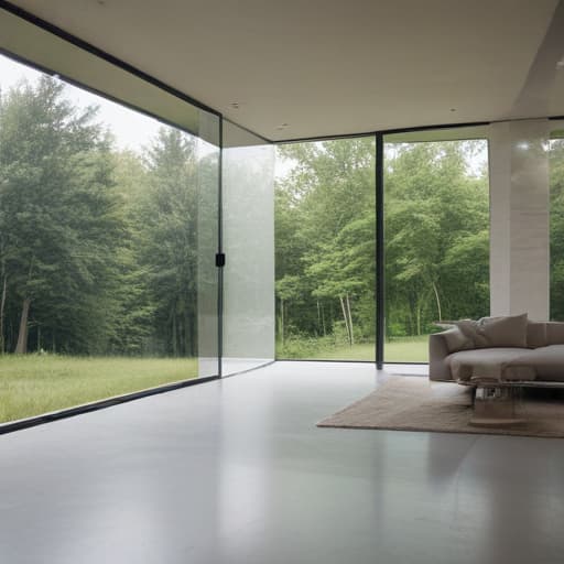 Modern minimalistic house interior in Cinematic style with Nature background