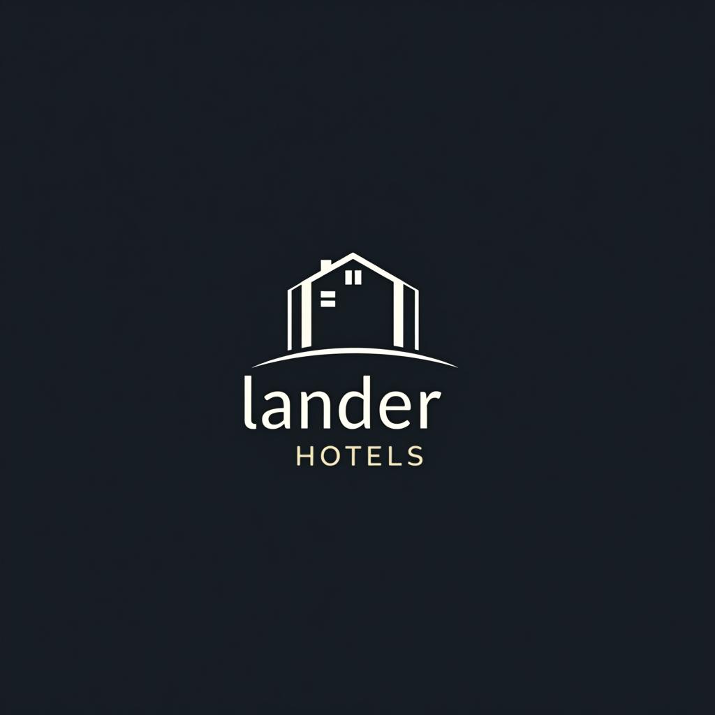  design a logo, minimal line logo in the theme of real estate, with the text 'lander hotels'.