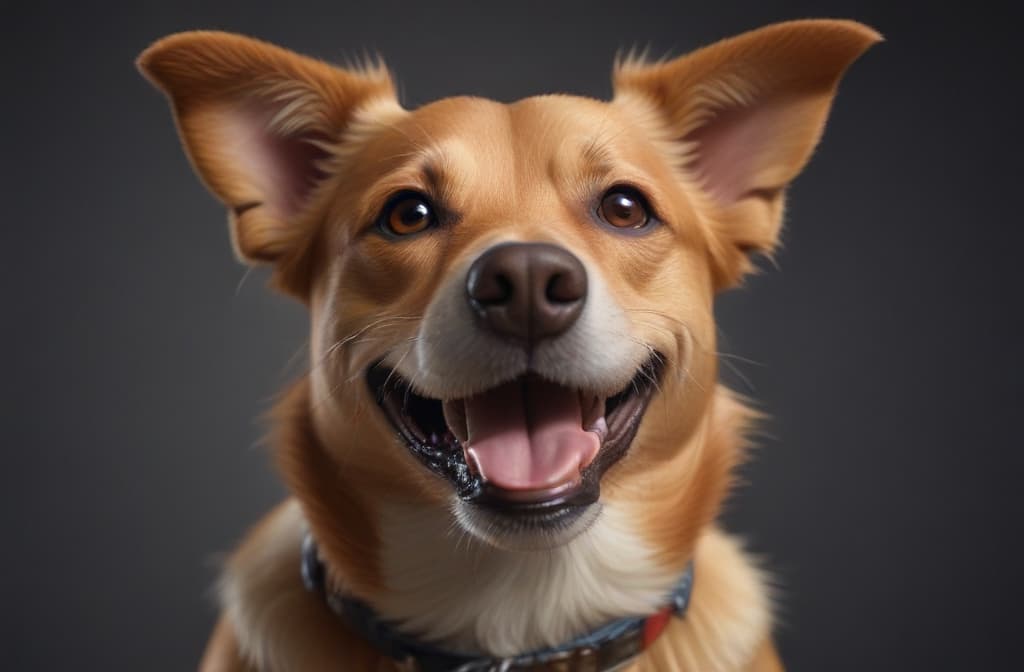 dog smiles --ar 3:2 high quality, detailed intricate insanely detailed, flattering light, RAW photo, photography, photorealistic, ultra detailed, depth of field, 8k resolution , detailed background, f1.4, sharpened focus