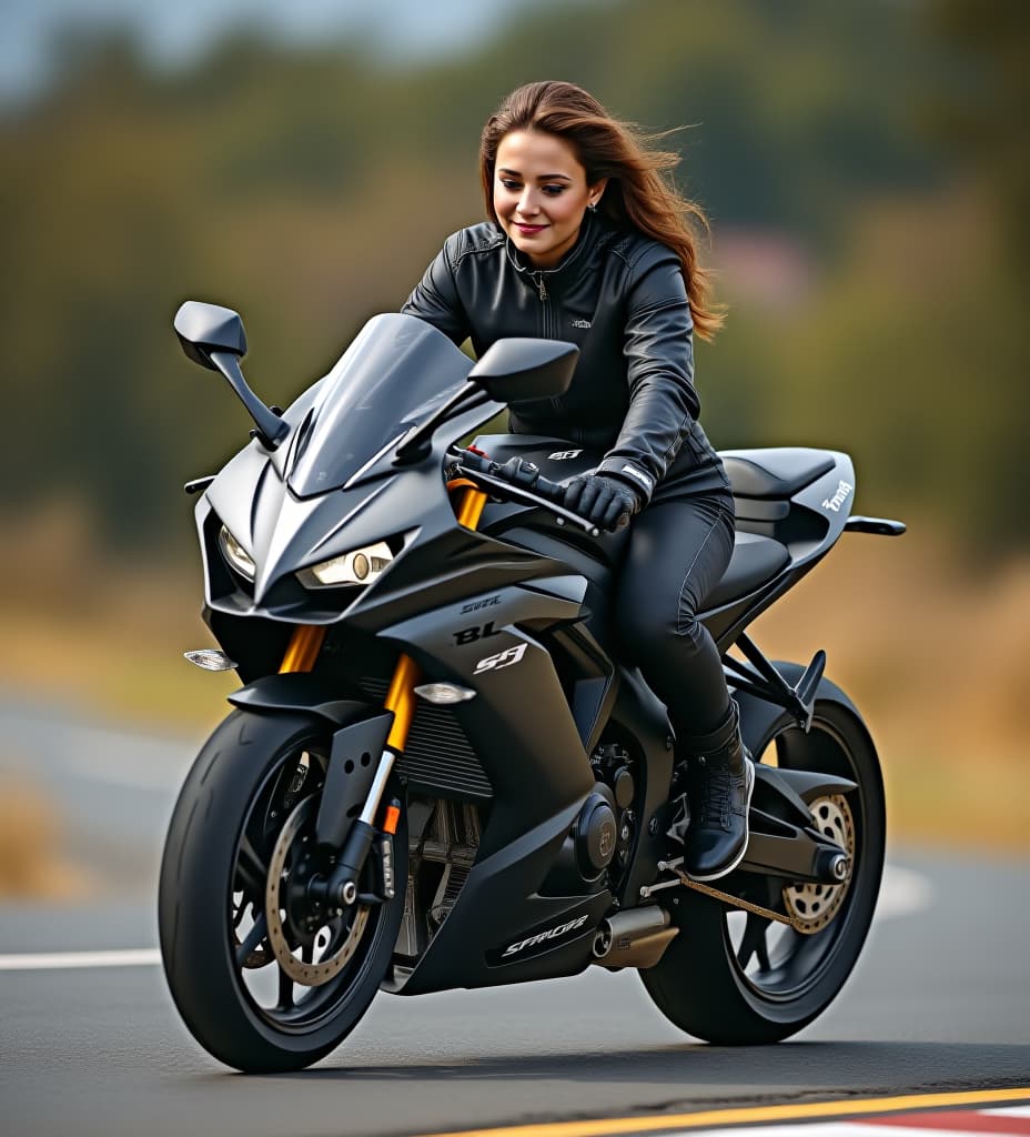  female, riding sportbike