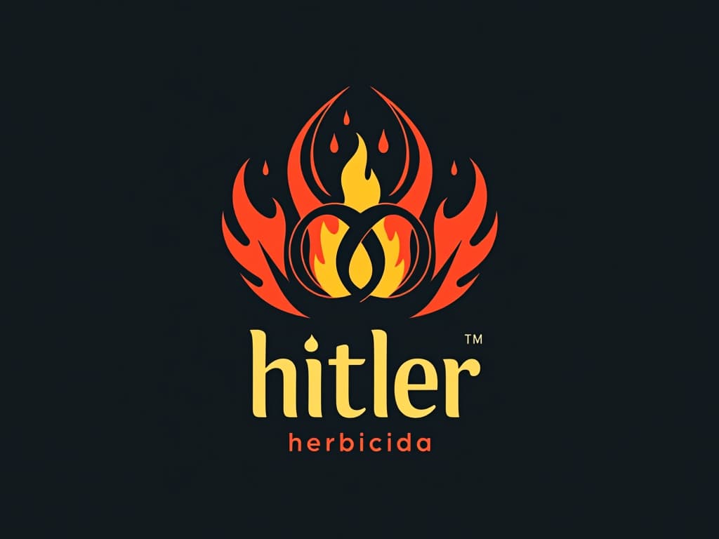  design a logo, in a threedrender style. logo de nombre “hitler” con ave fénix envuelto en fuego y base de logo “herbicida”, with the text 'hitler'.