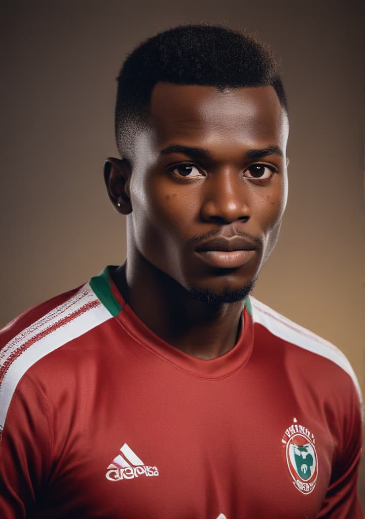 un joueur de football burkinabè highly detailed,studio lighting,professional,vivid colors, cinematic lighting, HDR, UHD, 4K, 8k, 64K