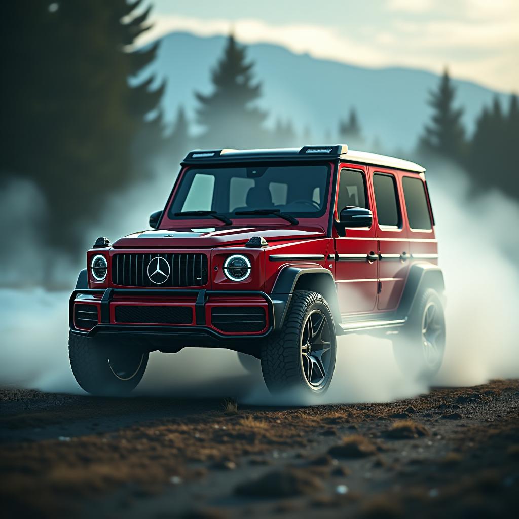  generate an art image. style realistic. g wagon hyperrealistic, full body, detailed clothing, highly detailed, cinematic lighting, stunningly beautiful, intricate, sharp focus, f/1. 8, 85mm, (centered image composition), (professionally color graded), ((bright soft diffused light)), volumetric fog, trending on instagram, trending on tumblr, HDR 4K, 8K