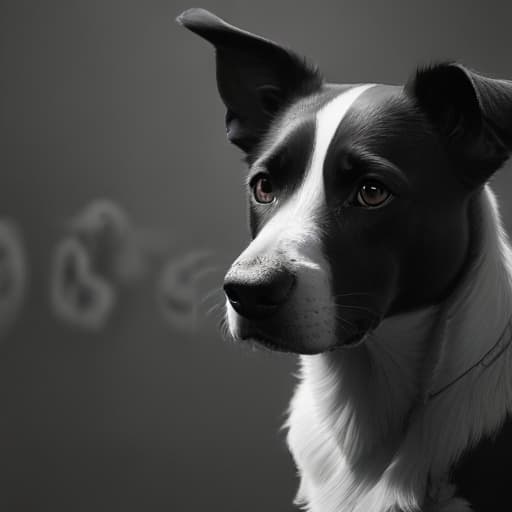 Dog, noir, black and white, 30's, concept art, digital painting, artstation, big strokes, ultra detailed, high quality