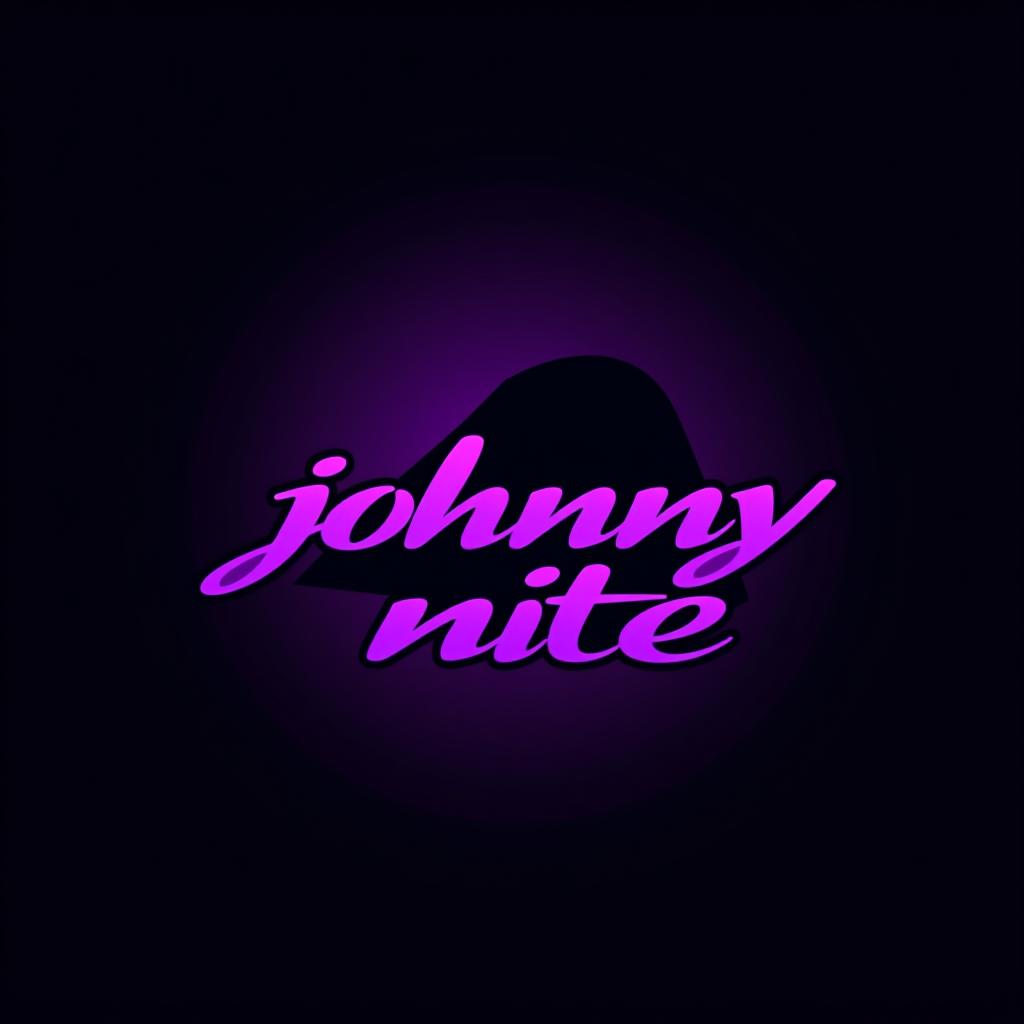  design a logo, in a threedrender style. knight purple and black, with the text 'johnny nite'.