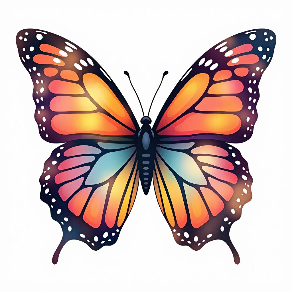  design a logo, watercolor style, logo of a butterfly, beautiful colors