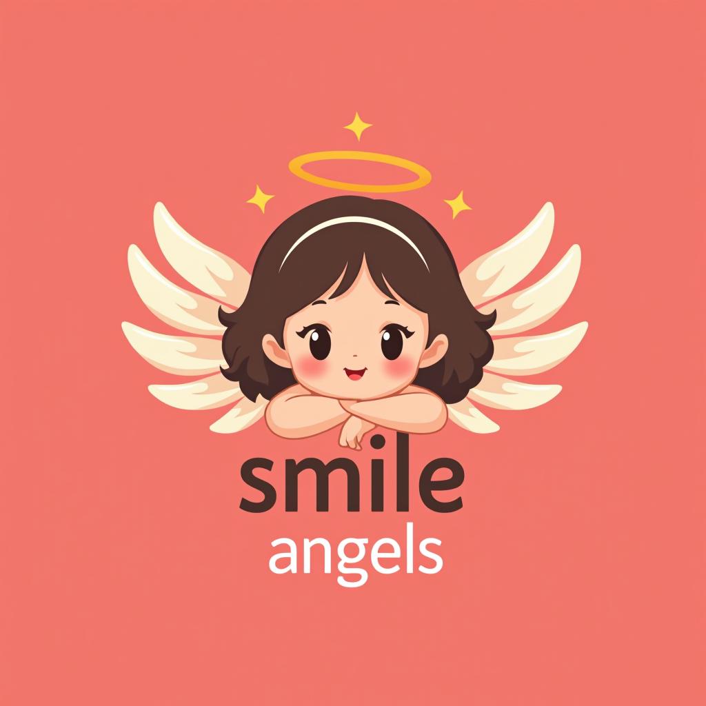  design a logo, in a realism style. 水彩スタイル、ロゴ、海、青緑色、、白背景。, with the text 'smile angels'.