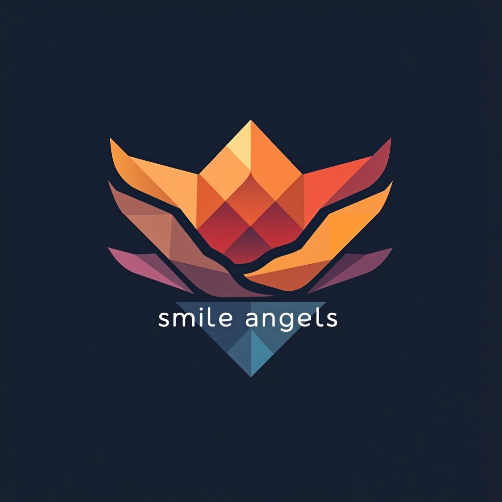  design a logo, in a geometric style. 水彩スタイル、水のロゴ、水色のグラデーションカラー、白背景。, with the text 'smile angels'.