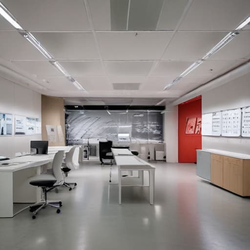 A sleek and modern office space with cutting-edge technology and renewable energy solutions on display. The room is filled with the hum of innovation, with prototypes of medical devices and futuristic gadgets scattered throughout. The walls are adorned with charts and graphs showcasing the impressive growth of the portfolio over nearly five decades. The absence of any Tesla or Boeing products is noticeable, emphasizing the focus on pioneering advancements in other sectors.