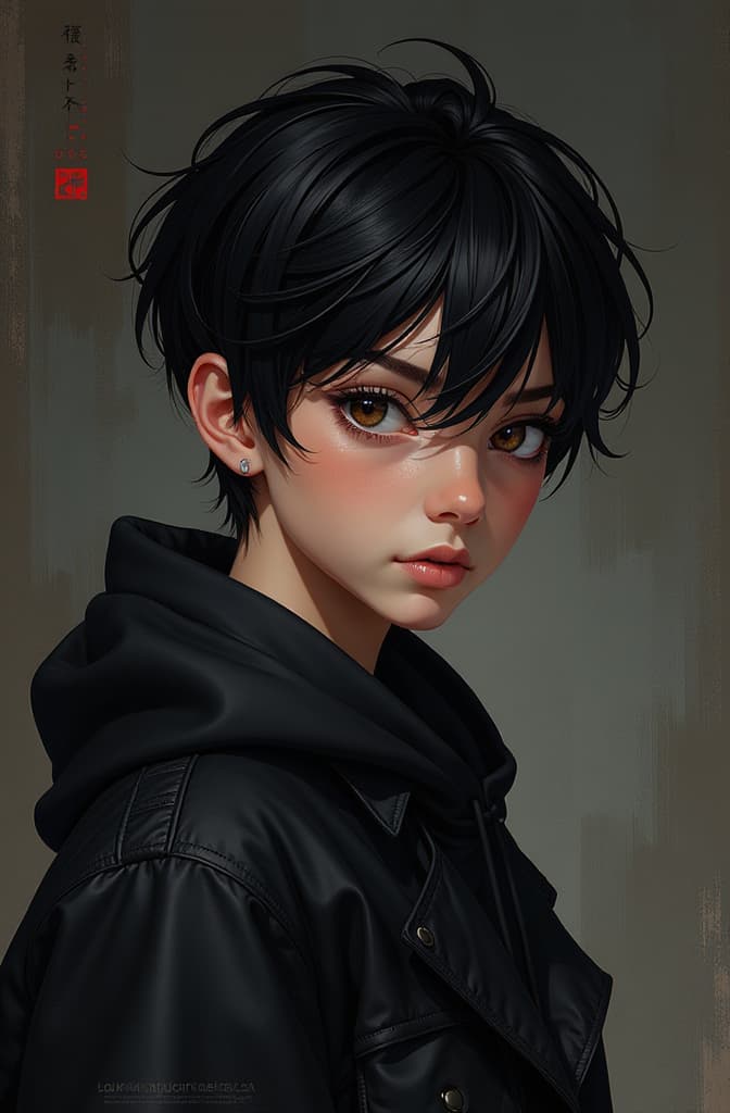  um menino de 14 anos cabelos preto quer usa magia negra , anime, realistic shaded perfect face, fine details. anime. realistic shaded lighting by ilya kuvshinov krenz cushart katsuhiro otomo, magali villeneuve, artgerm, rutkowski jeremy lipkin and giuseppe dangelico pino and michael garmash and rob rey hyperrealistic, full body, detailed clothing, highly detailed, cinematic lighting, stunningly beautiful, intricate, sharp focus, f/1. 8, 85mm, (centered image composition), (professionally color graded), ((bright soft diffused light)), volumetric fog, trending on instagram, trending on tumblr, HDR 4K, 8K