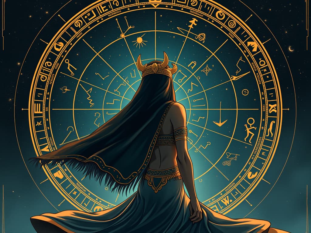  navigator’s star map with egyptian constellations, symbolizing charting one's own course. the style is digital art illustration / modern comic book / mysterious occult, symbolic, esoteric vibe,high detail on character design, incorporating ancient egyptian symbology and attire.