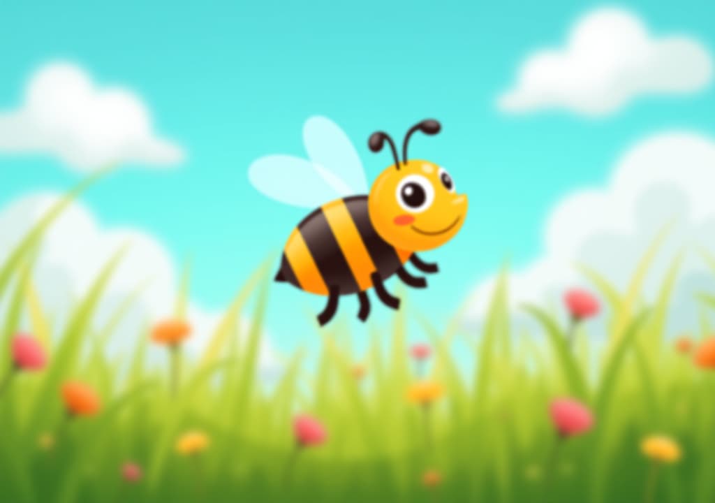  create a lively and engaging loop animation of a cartoon bee flying, perfect for green screen backgrounds. this whimsical animation adds a touch of charm to various projects, from presentations to vid