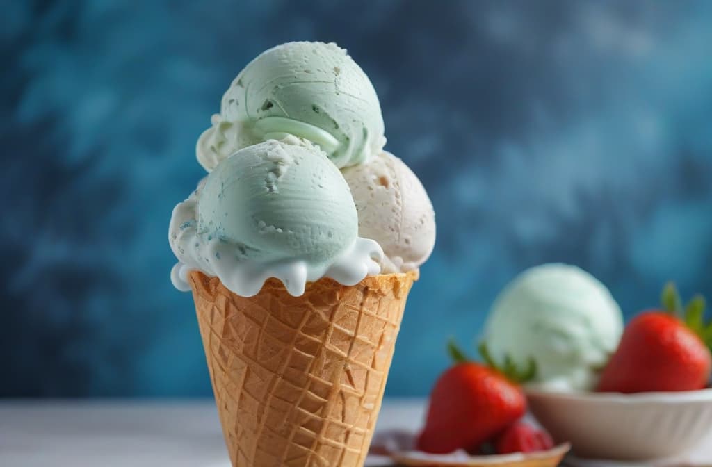 ice cream decorated with Gorgonzola cheese --ar 3:2 high quality, detailed intricate insanely detailed, flattering light, RAW photo, photography, photorealistic, ultra detailed, depth of field, 8k resolution , detailed background, f1.4, sharpened focus