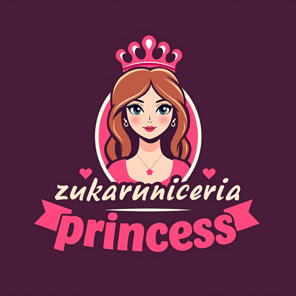  design a logo, logo con una princesa resaltante así como resaltó de la letra o y la letra z , with the text 'zukarniceria princess'.