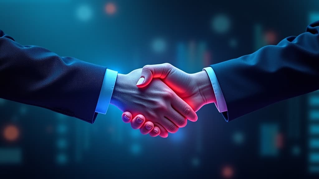  handshake in digital futuristic style. the concept of partnership