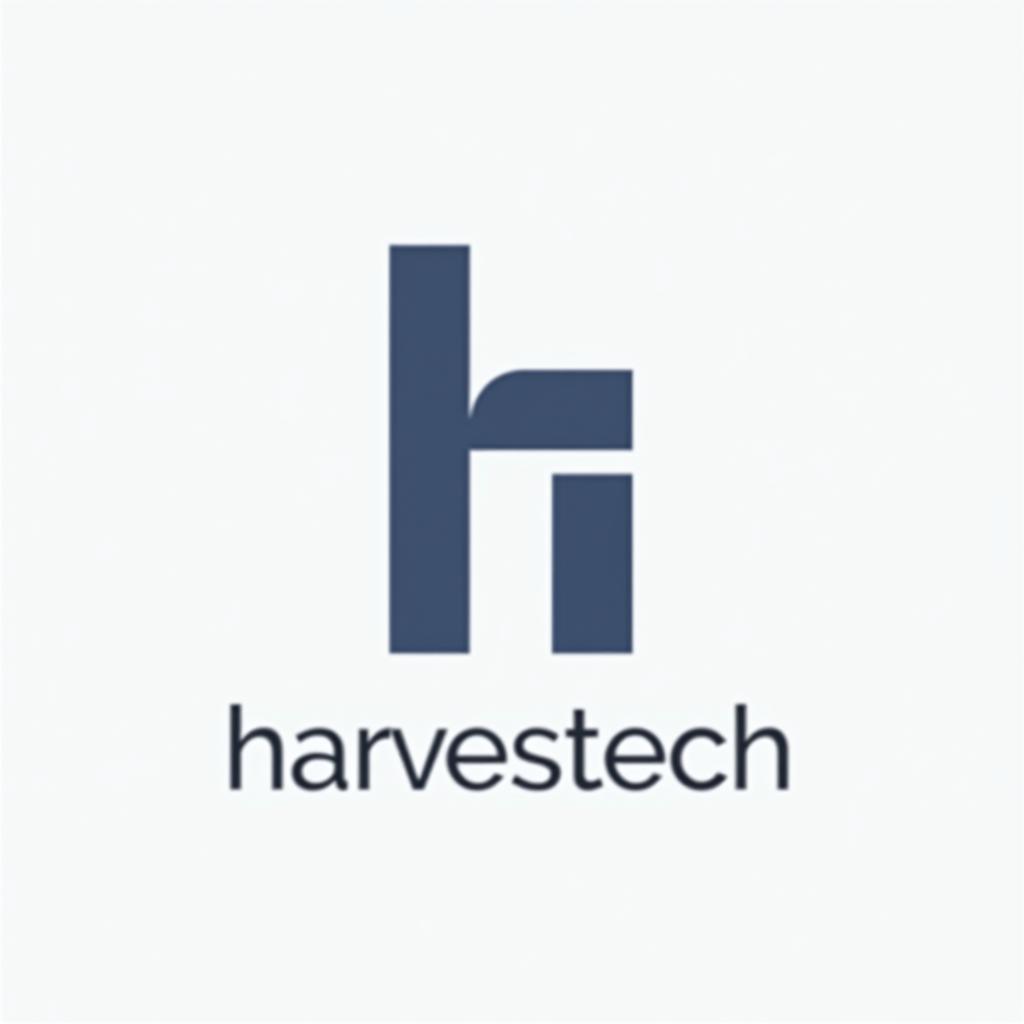  design a logo, **prompt:** "design a modern, minimalistic logo for an it company called 'harvestech.' the logo should primarily feature a stylized, geometric 'h' that embodies simplicity and elegance. use clean lines and avoid excessive details. the design should convey innovation, technology, and professionalism. the color palette should include cool tones like deep blues or greys, with optional subtle accents in a complementary color. ensure the logo is versatile, working well in both digital and print formats.", with the text 'harvestech'.