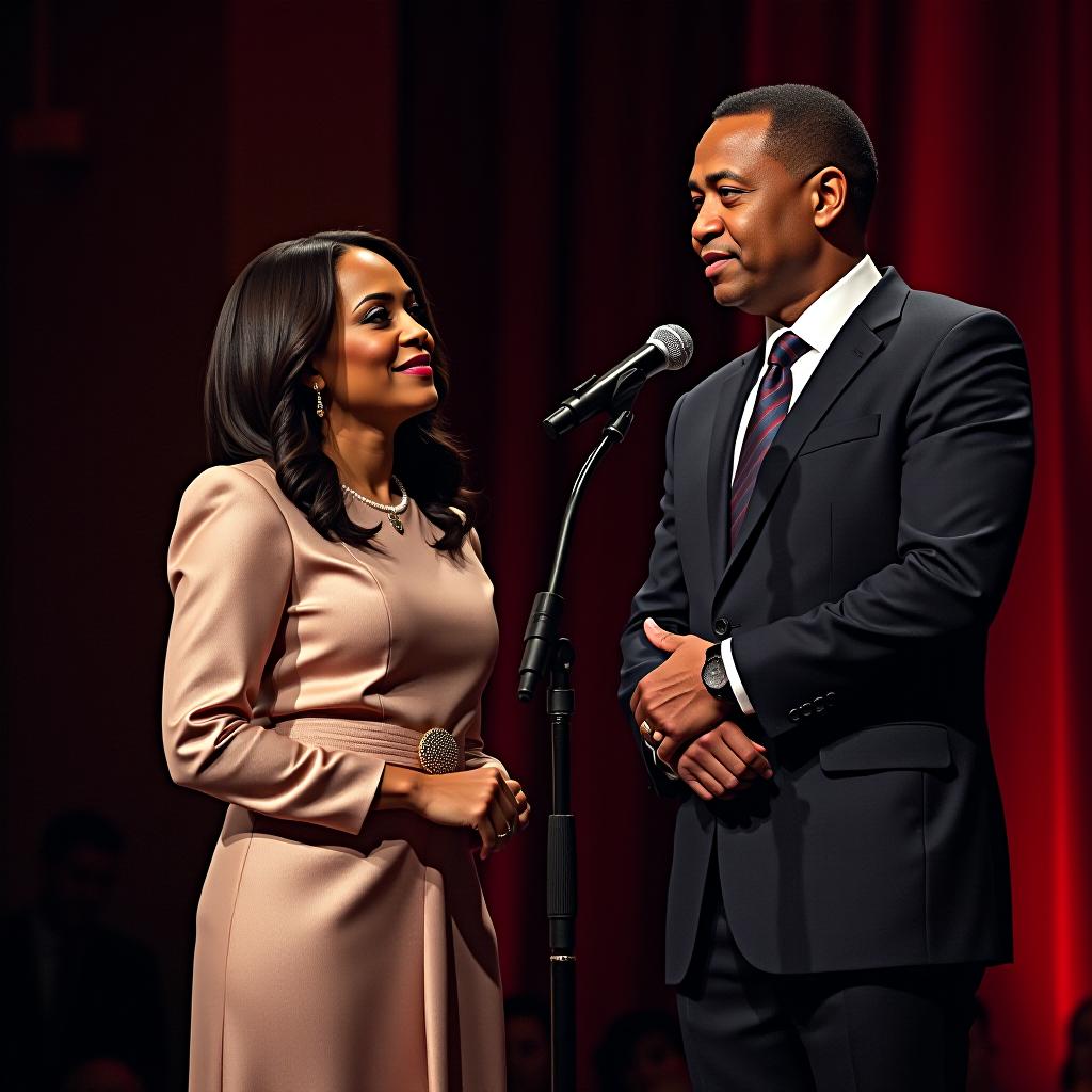  elon musk supporting kamala harris on stage