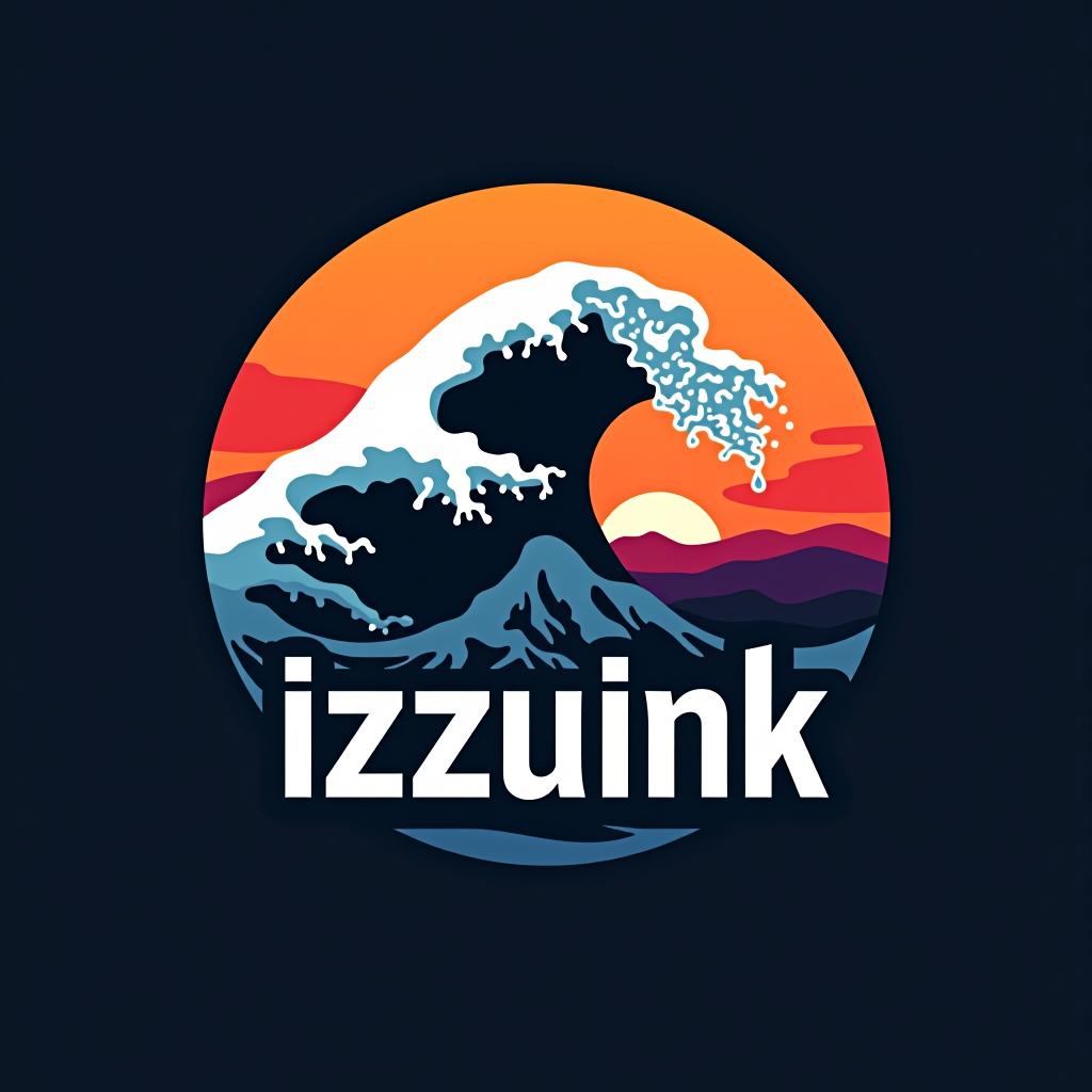  design a logo, manette avec une vague au dessus et écrit izzuink, juste au dessus de la manette et un jeux vidéo gta5 en arrière plan, with the text 'izzuink'.