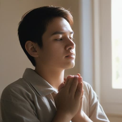 a person praying in the light of God