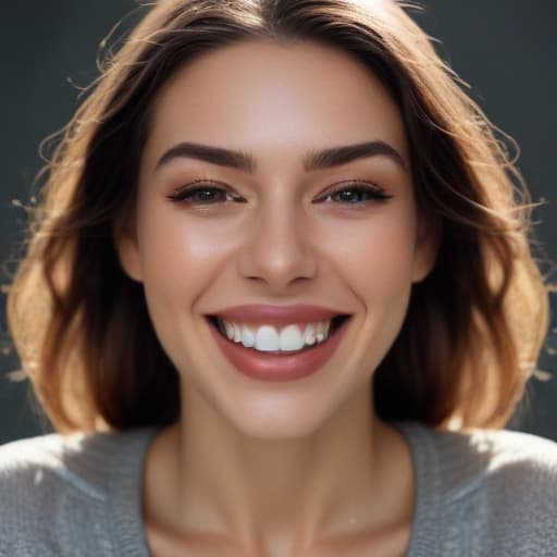 an ultra realistic photo of beautiful woman, and laughing symmetrical balance, in-frame hyperrealistic, full body, detailed clothing, highly detailed, cinematic lighting, stunningly beautiful, intricate, sharp focus, f/1. 8, 85mm, (centered image composition), (professionally color graded), ((bright soft diffused light)), volumetric fog, trending on instagram, trending on tumblr, HDR 4K, 8K