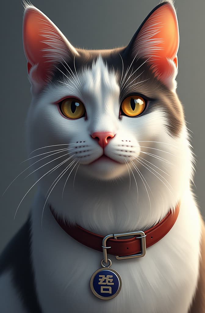  has un gato mitad blanco mitad negro con heterocromia y con una placa que diga silver neko, anime, realistic shaded perfect face, fine details. anime. realistic shaded lighting by ilya kuvshinov krenz cushart katsuhiro otomo, magali villeneuve, artgerm, rutkowski jeremy lipkin and giuseppe dangelico pino and michael garmash and rob rey hyperrealistic, full body, detailed clothing, highly detailed, cinematic lighting, stunningly beautiful, intricate, sharp focus, f/1. 8, 85mm, (centered image composition), (professionally color graded), ((bright soft diffused light)), volumetric fog, trending on instagram, trending on tumblr, HDR 4K, 8K