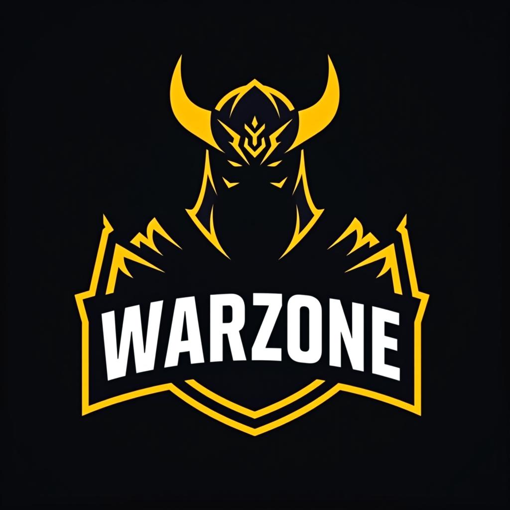  design a logo, esports logo, warrior theme, with text ‘warzone’, black and yellow color