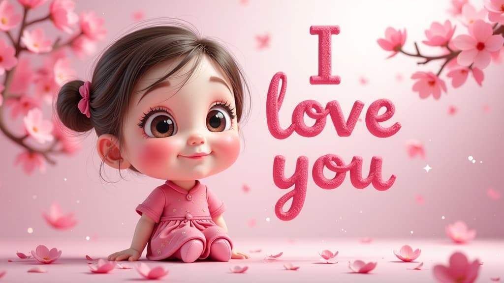  big head, big eyes, caricature, a caricature, rendering, (figurativism:0.8), i love you inscription made of petals in watercolor style on the background of blooming sakura , epic realistic, pixar style, disney, (cycles render:1.3), caustics, (glossy:0.58), (artstation:0.2), cute