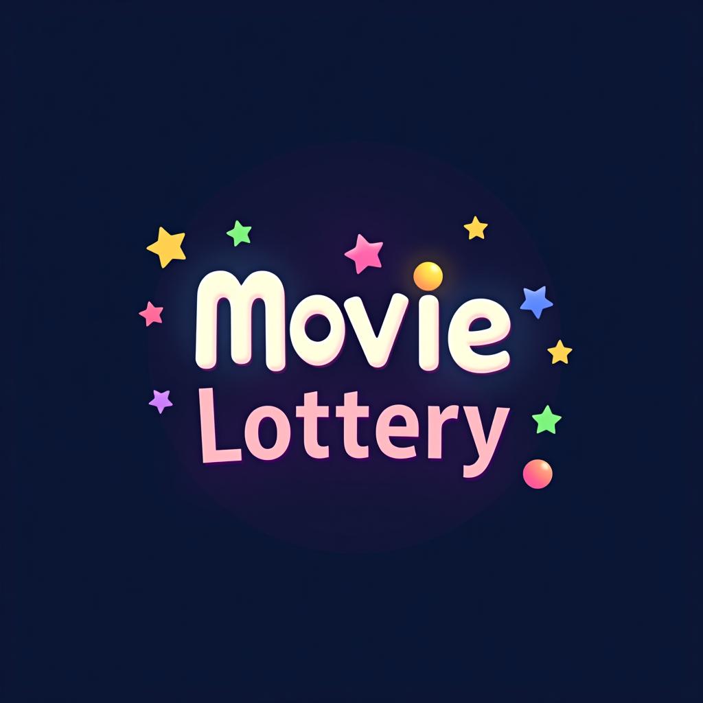  design a logo, 映画と宝くじが融合 黄色の背景　, with the text 'movie lottery'.