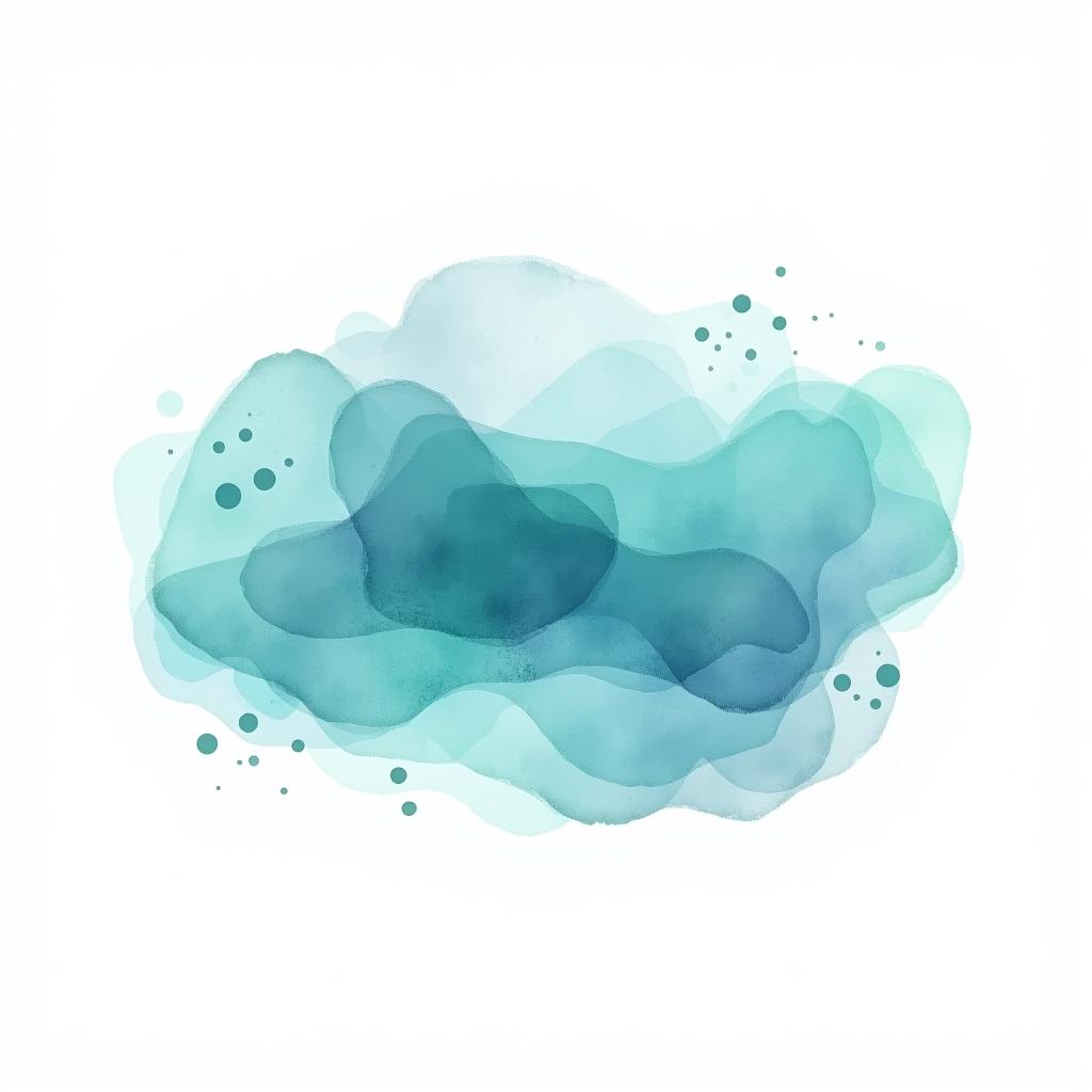  logo, watercolor style, logo, sea, blue teal colors, white background