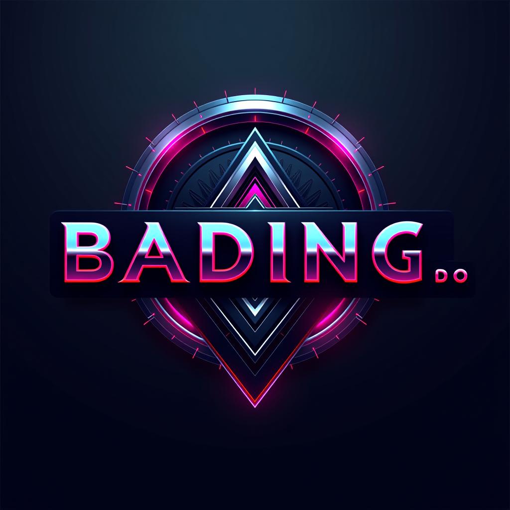  bading..., (logo), advanced, high tech, sleek, sci fi, abstract, digital elements, metallic, neon colors, progressive