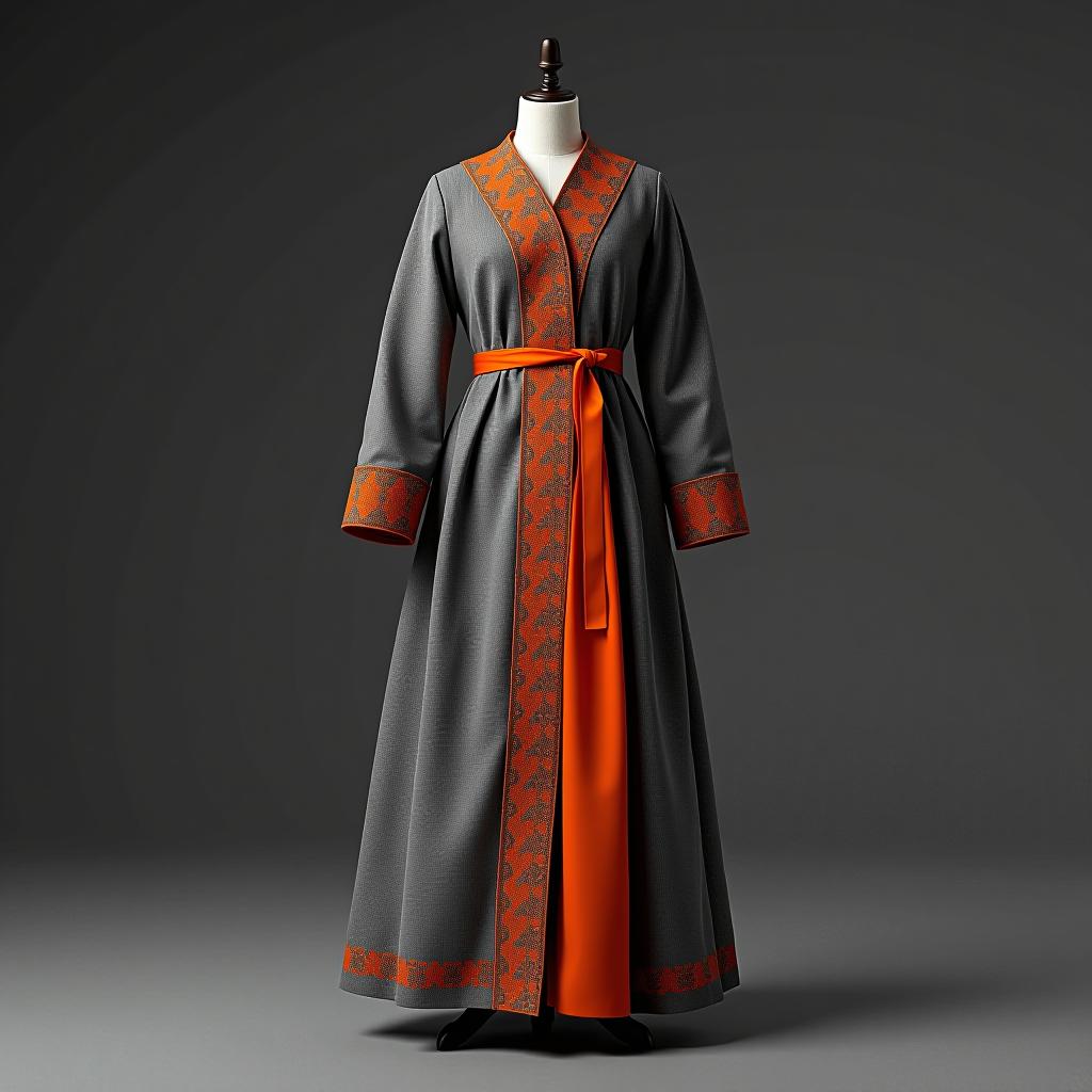  need an introduction screen on the topic: design atelier “artikool”, tailoring of stage, theatrical, and national costumes. we accept orders based on individual measurements. in gray tones, with an accent color of orange in the design.