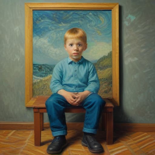 (Kids with autism ), oil painting, highly detailed, 4k, high quality, by Vincent Van Gogh