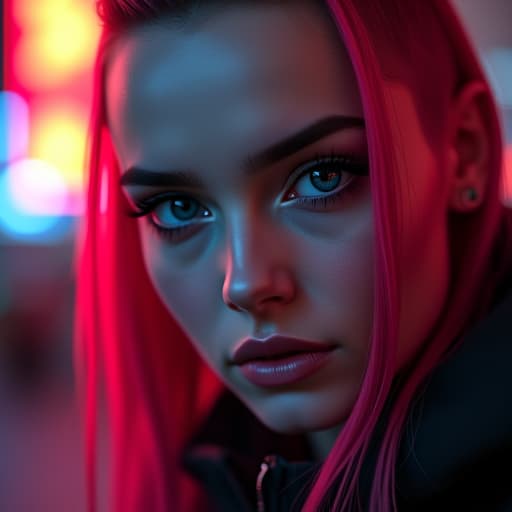  ultra realistic close up portrait ((beautiful pale cyberpunk female with heavy black eyeliner)), blue eyes, shaved side haircut, hyper detail, cinematic lighting, magic neon, dark red city, canon eos r3, nikon, f/1.4, iso 200, 1/160s, 8k, raw, unedited, symmetrical balance, in frame, 8k hyperrealistic, full body, detailed clothing, highly detailed, cinematic lighting, stunningly beautiful, intricate, sharp focus, f/1. 8, 85mm, (centered image composition), (professionally color graded), ((bright soft diffused light)), volumetric fog, trending on instagram, trending on tumblr, HDR 4K, 8K