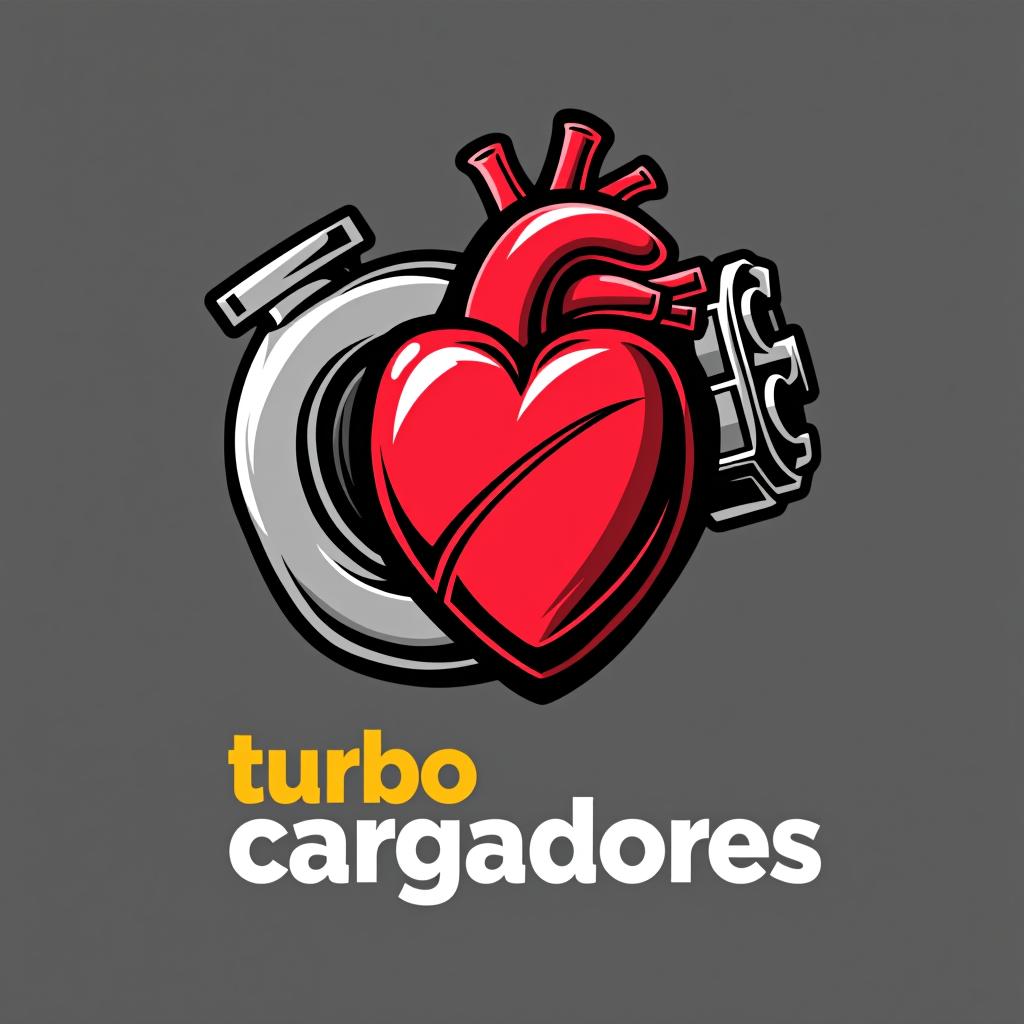  design a logo, turbo con corazón , with the text 'turbo cargadores '.