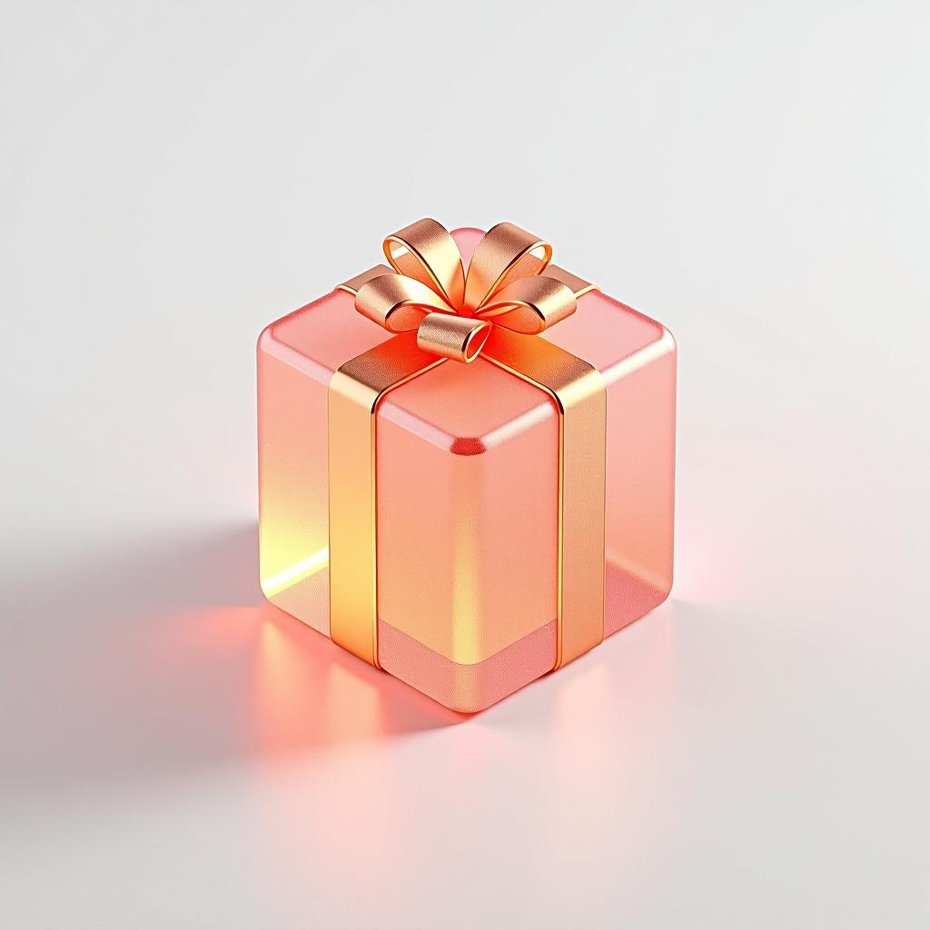  a gift icon, peach gradient, white background, frosted glass, transparent sense of science and technology, ultra minimalist appearance, bright color, studio lighting, peach and white background, industrial design, a wealth of details, ultra high definition, dribble, pinterest, ray tracing, isometric view, blender, c4d, oc renderer v 6.0 style raw hyperrealistic, full body, detailed clothing, highly detailed, cinematic lighting, stunningly beautiful, intricate, sharp focus, f/1. 8, 85mm, (centered image composition), (professionally color graded), ((bright soft diffused light)), volumetric fog, trending on instagram, trending on tumblr, HDR 4K, 8K