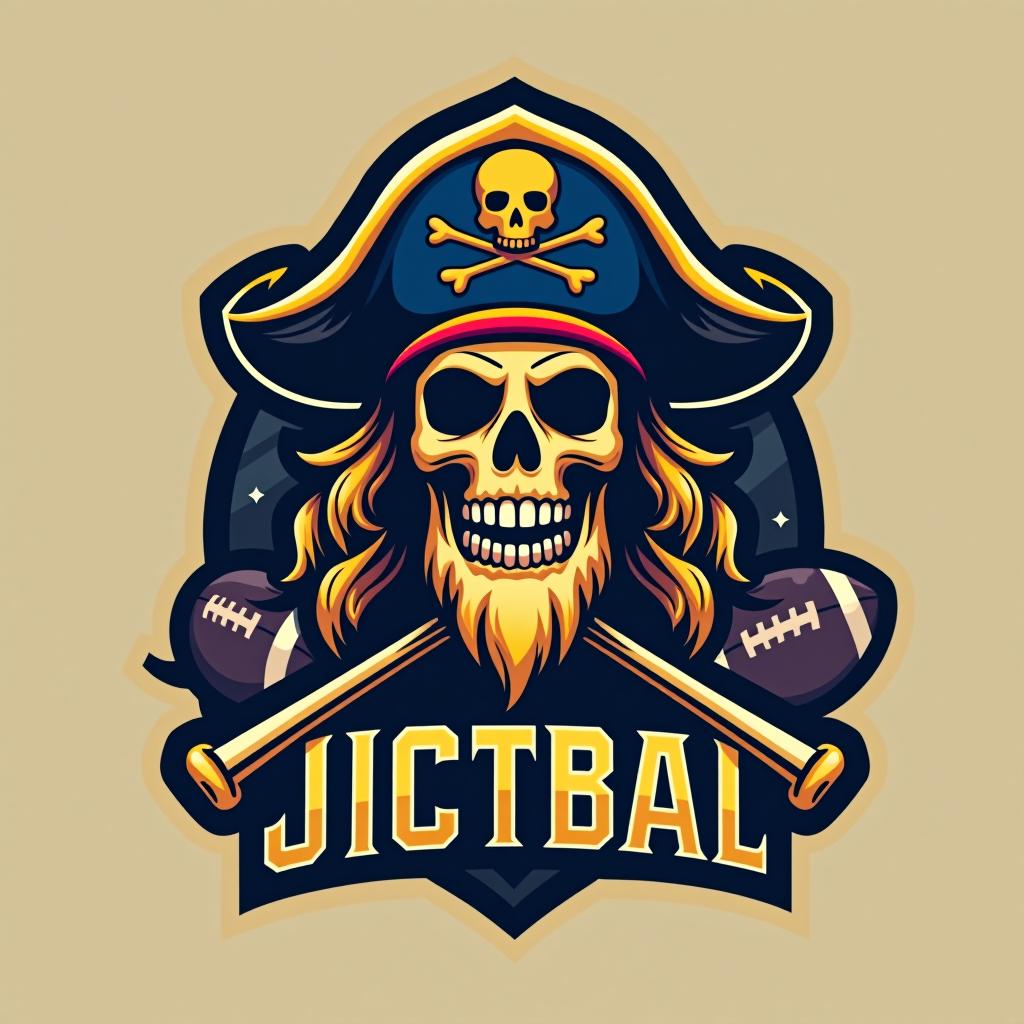  design a logo, hey ai can you create a logo for my football team my name the golden pirate, with the text 'football '.