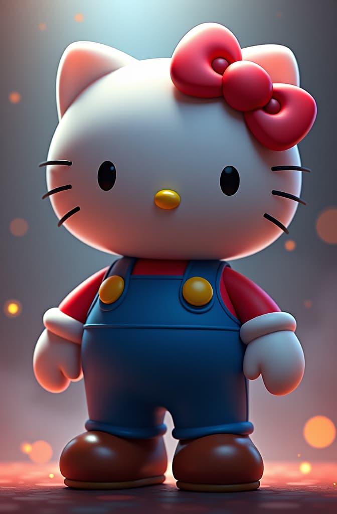  garota hello kitty com uniforme de super mario, anime concept art by hayao miyazaki, featured on pixiv, fantasy art, concept art, official art, high detailed hyperrealistic, full body, detailed clothing, highly detailed, cinematic lighting, stunningly beautiful, intricate, sharp focus, f/1. 8, 85mm, (centered image composition), (professionally color graded), ((bright soft diffused light)), volumetric fog, trending on instagram, trending on tumblr, HDR 4K, 8K