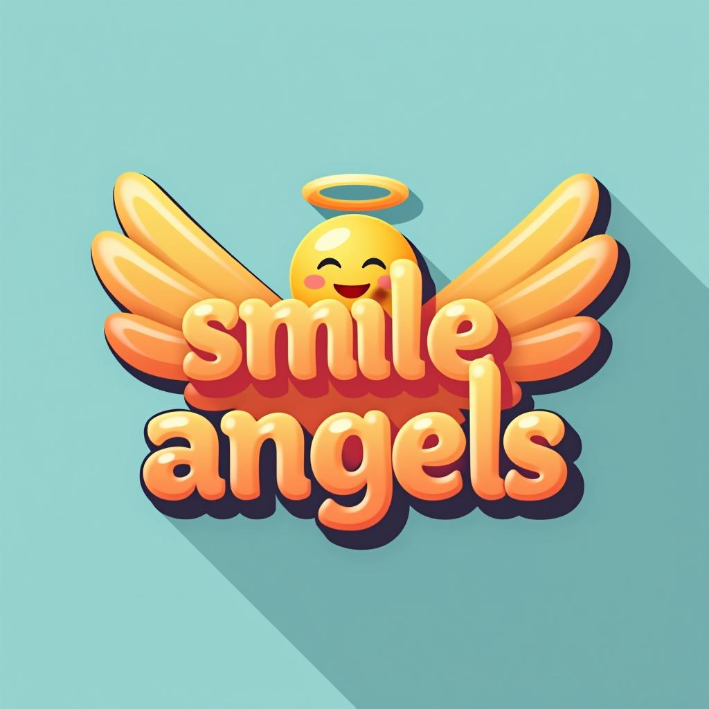  design a logo, in a threedrender style. 水彩スタイル、美しいロゴ、白背景、かっこいい。, with the text 'smile angels'.