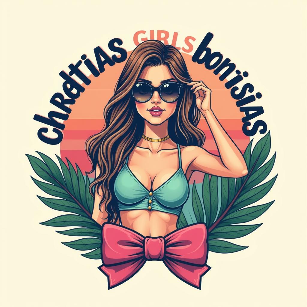  design a logo, chicas bonitas con la frase paradise girls