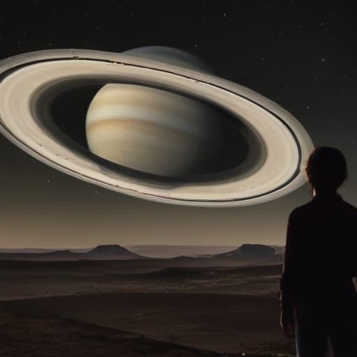 person staring at saturn from a distance